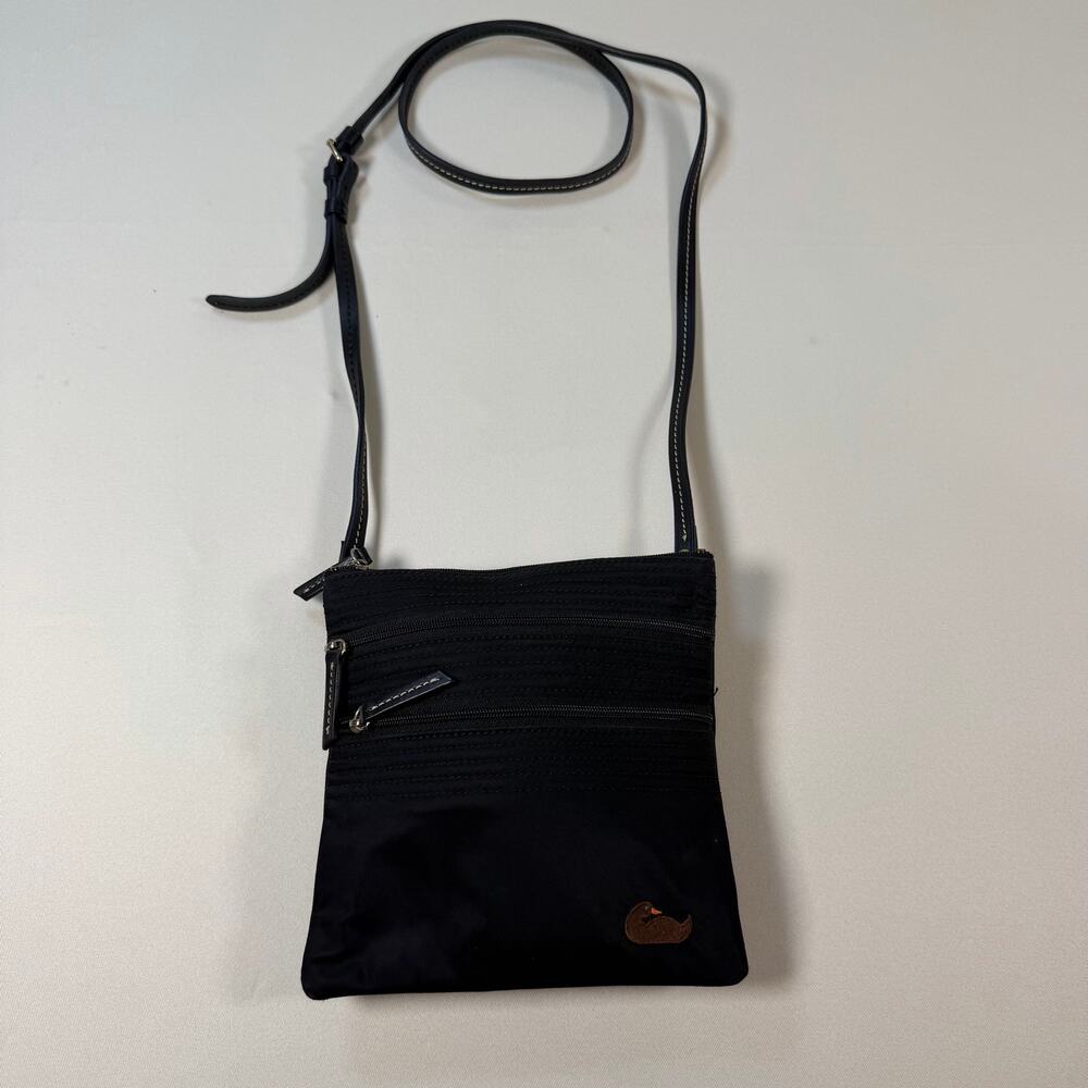 Dooney & Bourke Black Nylon North South Triple Zip Crossbody Bag with COA